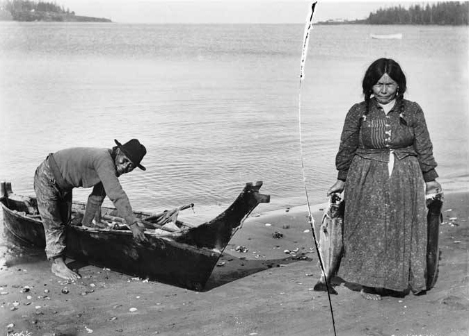Makah Fisherman with canoe